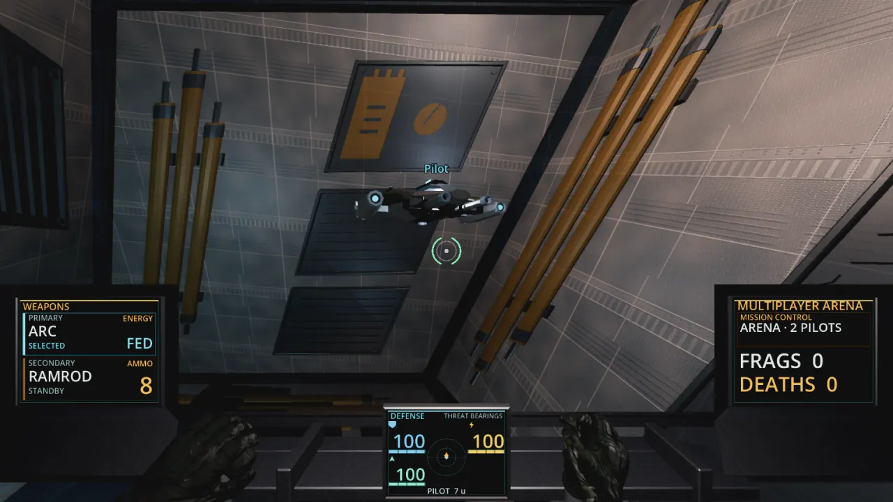Undermined cockpit looking into an arena inside the mine