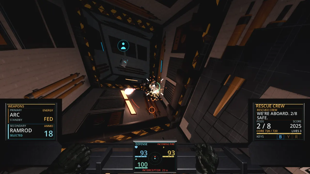 Combat from the cockpit in the mine’s passages